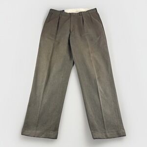 Vintage Polo Ralph Lauren Pants Mens 35x30 Brown Pleated Khakis Chinos 90s READ